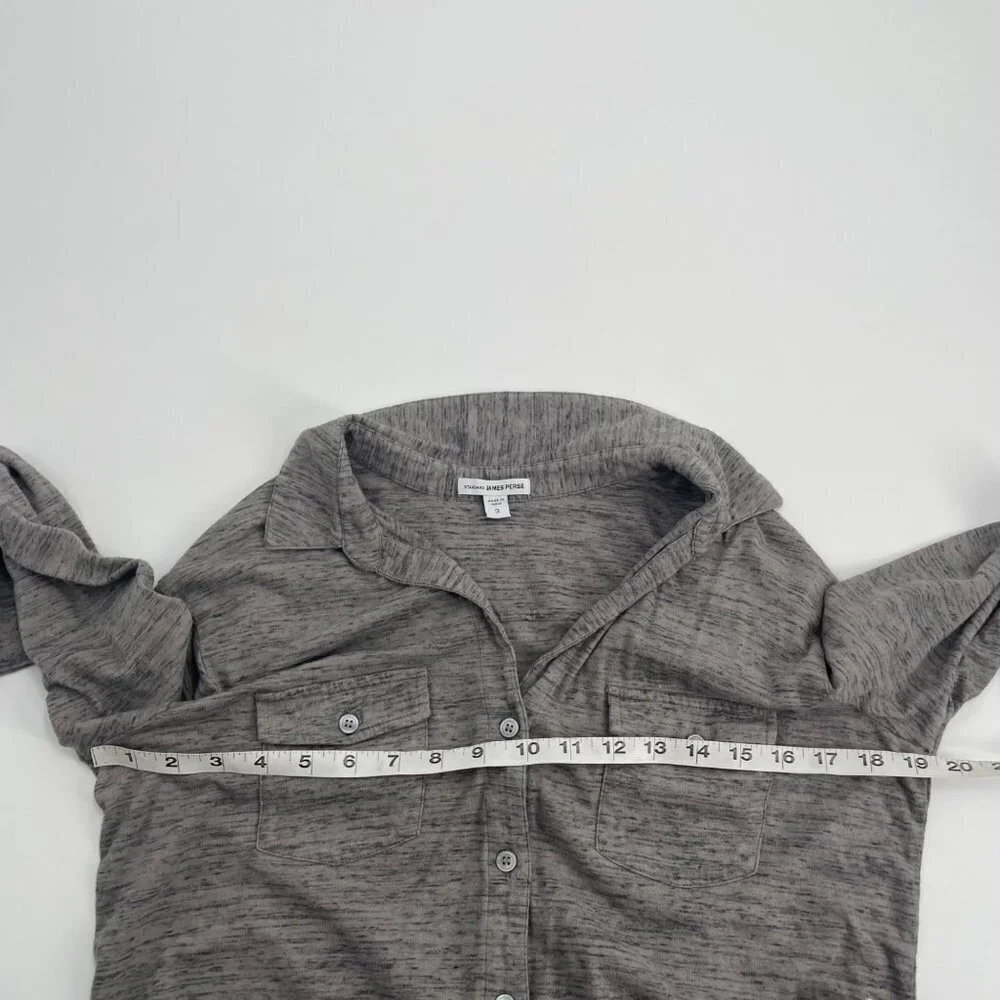 Standard James Perse Gray Melange Heathered Button Up Shirt Size 3 Womens Large - Picture 6 of 7